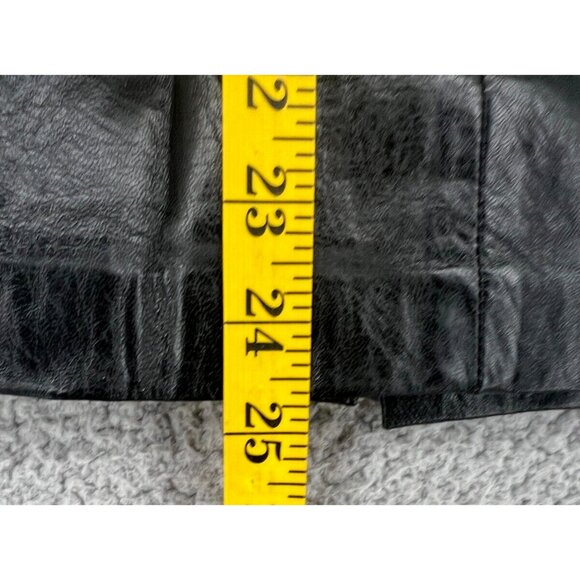 Vintage Preston & York Black 100% Leather Maxi Skirt Size 12 - Picture 7 of 9